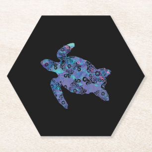 Sea Turtle Mandala Magical Colour Light Art Paper Coaster