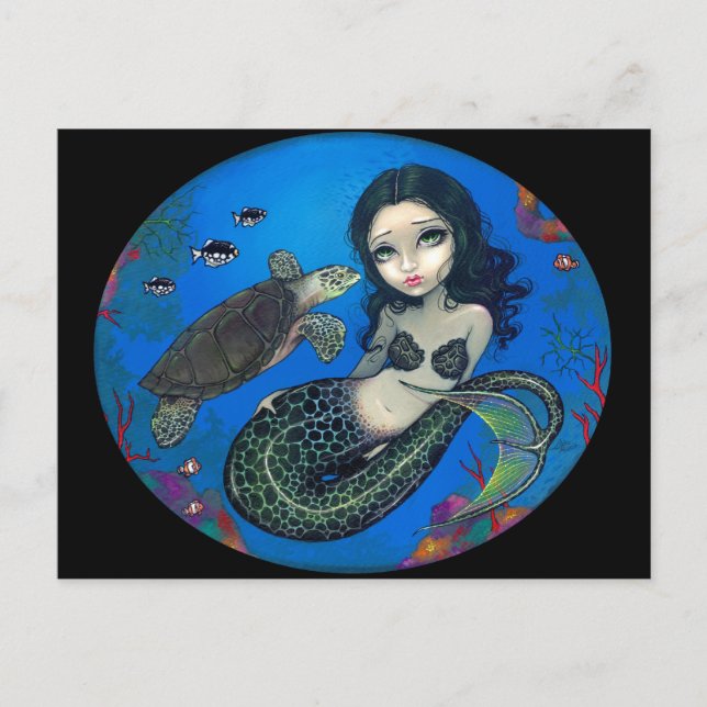 "Sea Turtle Mermaid" Postcard (Front)