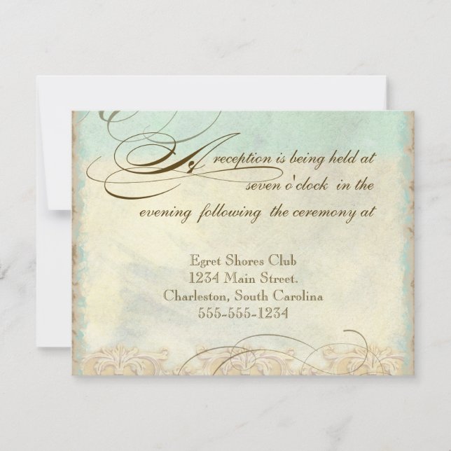 Sea Turtle Modern Coastal Ocean Beach Swirls Style Invitation (Front)