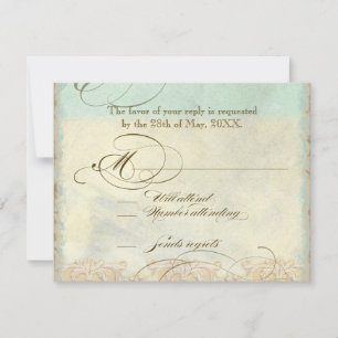 Sea Turtle Modern Coastal Ocean Beach Swirls Style RSVP Card