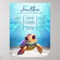 Sea Turtle Modern Cute 1st Birthday Milestone