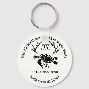 Sea Turtle Monogram Home Contact Information Keych Key Ring