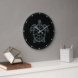 Sea Turtle Neon  Large Clock