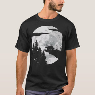Sea Turtle Ocean Animal Full Moon At NightTortoise T-Shirt