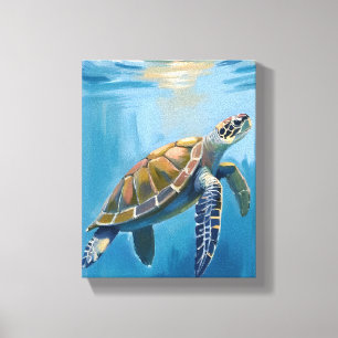 Sea Turtle Ocean Animal Watercolor Canvas Print