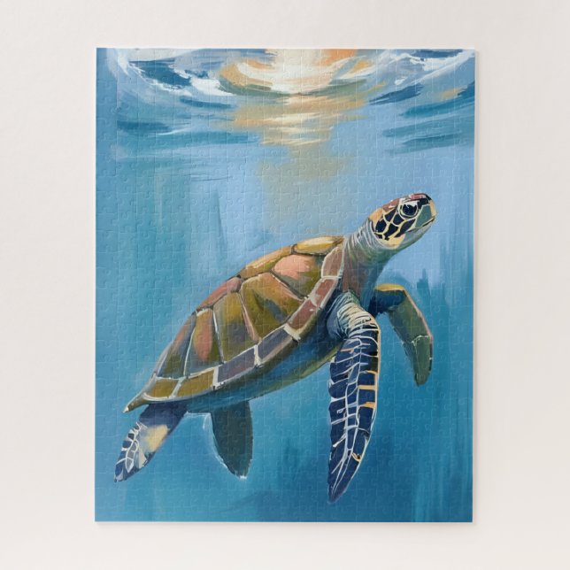 Sea Turtle Ocean Animal Watercolor Jigsaw Puzzle (Vertical)