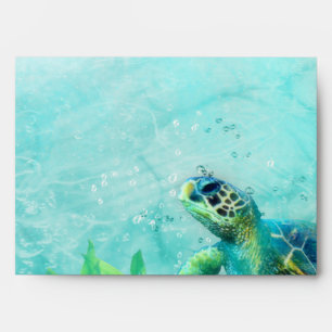 Sea Turtle Ocean Beach Art Wedding Invitation Card Envelope