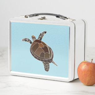 Sea Turtle Ocean Beach Metal Lunch Box