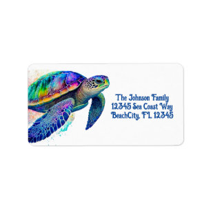 Sea Turtle Ocean Marine Life Beach Nature Animals Label