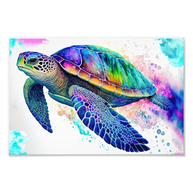 Sea Turtle Ocean Marine Life Beach Nature Animals Photo Print (Front)
