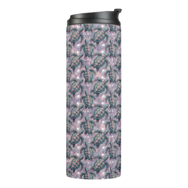 Sea Turtle Ocean Pattern Thermal Tumbler (Rotated Left)