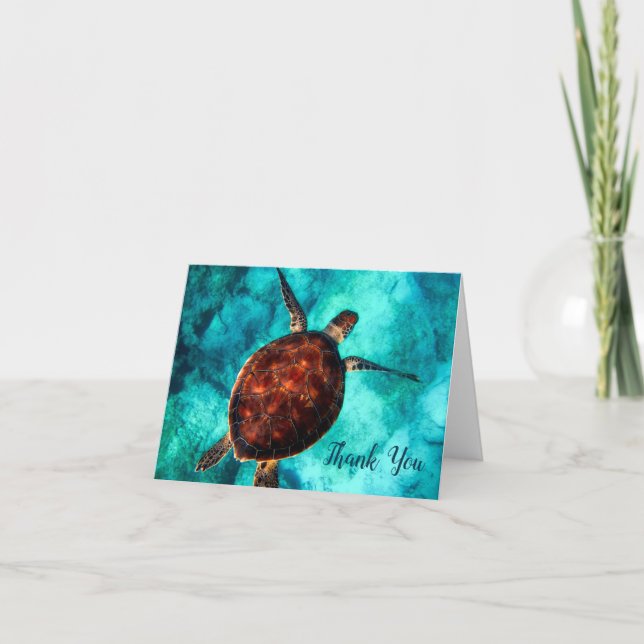 Sea Turtle Ocean  Thank You Card (Front)