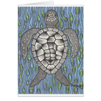 Sea turtle on blue
