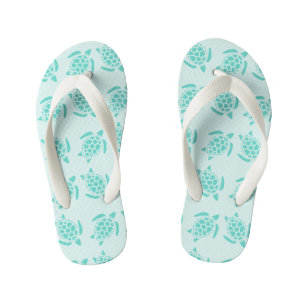 Sea Turtle on Ocean Blue Nautical Under the Sea Kid's Jandals