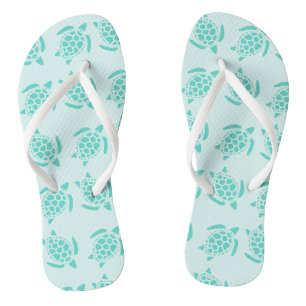 Sea Turtle on Ocean Blue Nautical Wedding Jandals