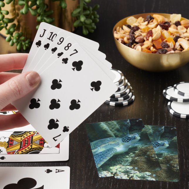 Sea Turtle on Seabed Photo Playing Cards (In Situ)