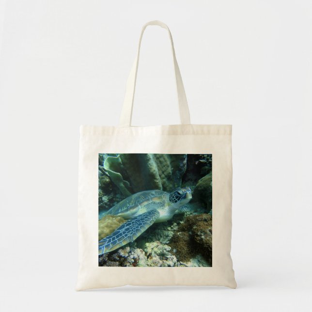 Sea Turtle on Seabed Photo Tote Bag (Front)