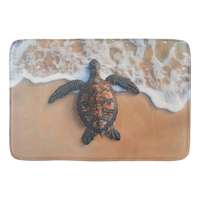 Sea Turtle on the Beach Bath Mat (Front)