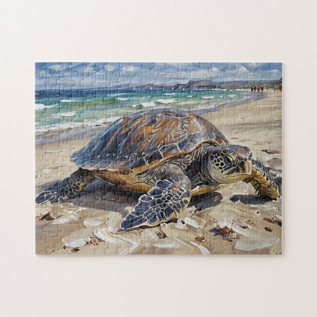  Sea Turtle on the Beach Jigsaw Puzzle (Horizontal)