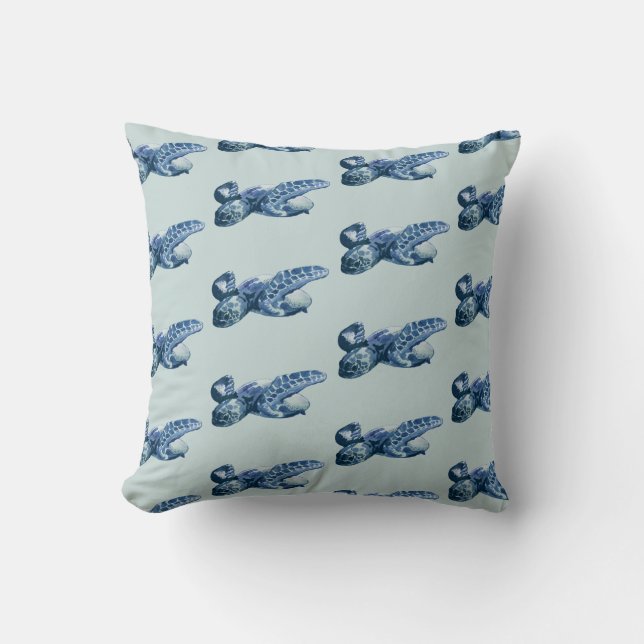 Sea Turtle Painting Pattern Pillow (Front)