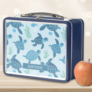 Sea Turtle pattern Backpack Metal Lunch Box