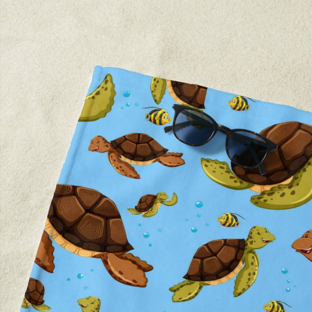 Sea Turtle Pattern Beach Towel (In Situ)