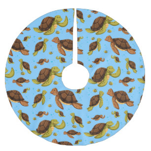 Sea Turtle Pattern Brushed Polyester Tree Skirt