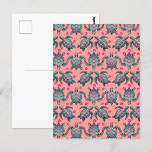 Sea Turtle Pattern Postcard