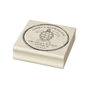 Sea Turtle Personalised Return Address Rubber Stamp