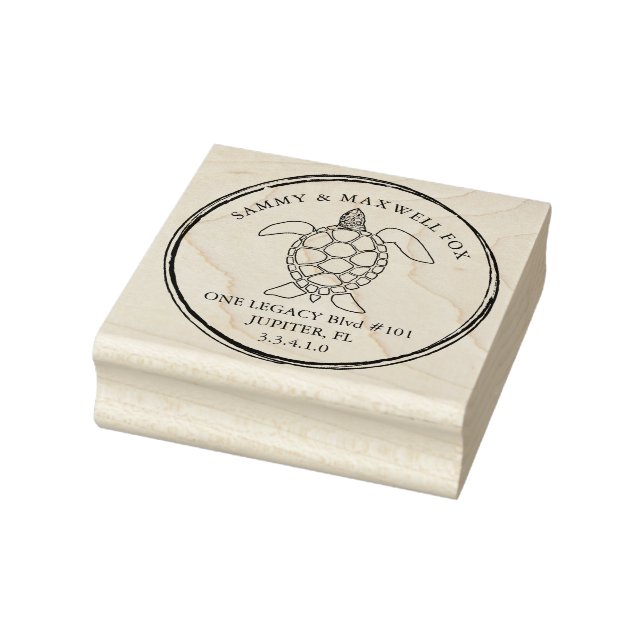 Sea Turtle Personalised Return Address Rubber Stamp (Stamp)