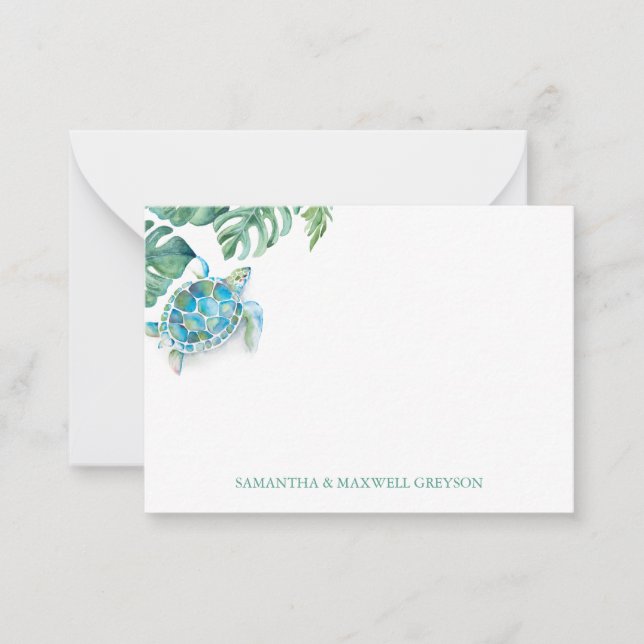 Sea Turtle Personalised Watercolor Card (Front)
