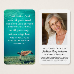 Sea Turtle Photo Remembrance Prayer Card