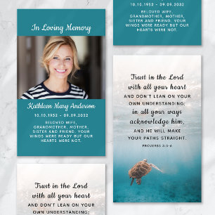 Sea Turtle Photo Remembrance Prayer Card