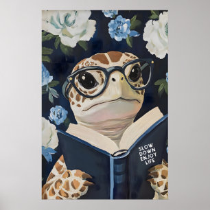 Sea Turtle Reading Enjoy Life Art Print - Funny