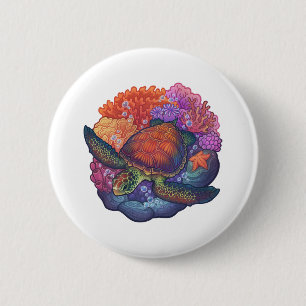 Sea Turtle Reef 6 Cm Round Badge