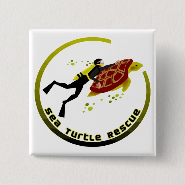 Sea Turtle Rescue 15 Cm Square Badge (Front)