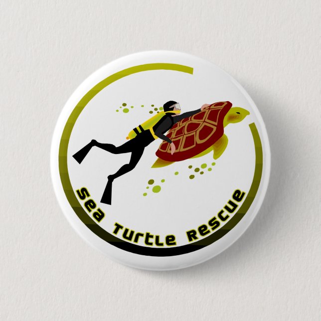 Sea Turtle Rescue 6 Cm Round Badge (Front)