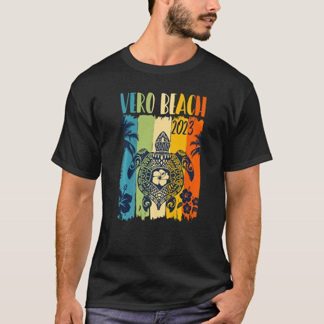 Sea Turtle Retro Vero Beach Florida Family Vacatio T-Shirt (Front)