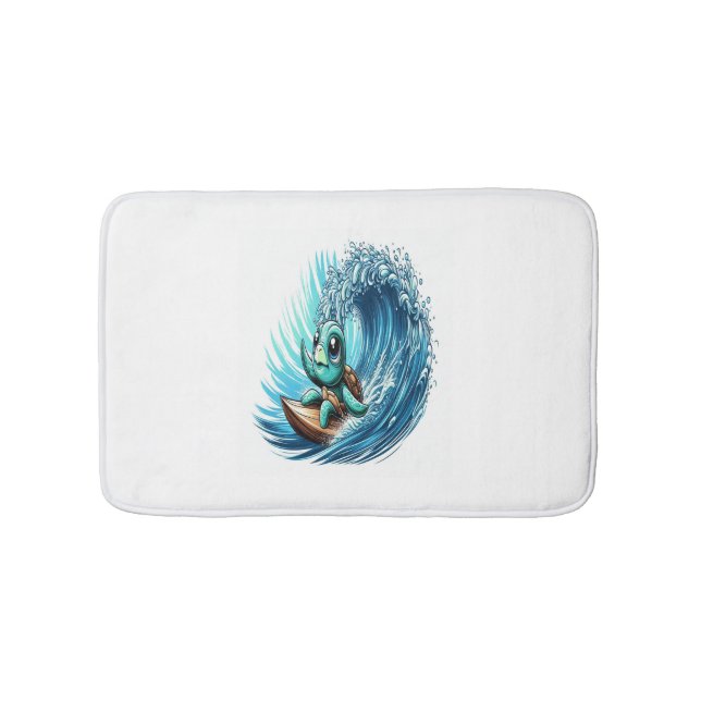 Sea Turtle Rides Emotion Wave. Bath Mat (Front)