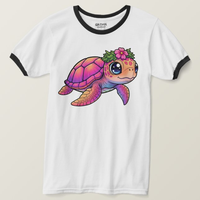 Sea Turtle Ringer T-Shirt (Design Front)