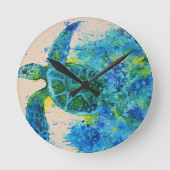 sea turtle round clock (Front)