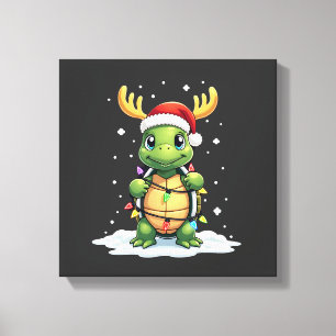 Sea Turtle Santa Christmas Lights Cute Xmas Men Wo Canvas Print