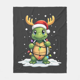 Sea Turtle Santa Christmas Lights Cute Xmas Men Wo Fleece Blanket
