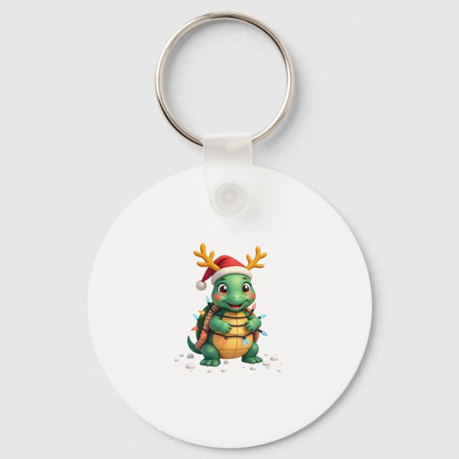 Sea Turtle Santa Christmas Lights Cute Xmas Men Wo Key Ring (Front)