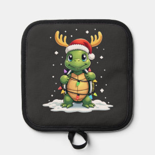 Sea Turtle Santa Christmas Lights Cute Xmas Men Wo Pot Holder