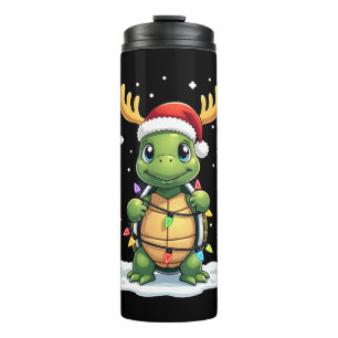 Sea Turtle Santa Christmas Lights Cute Xmas Men Wo Thermal Tumbler