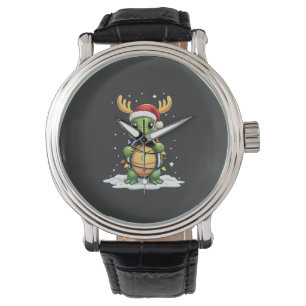 Sea Turtle Santa Christmas Lights Cute Xmas Men Wo Watch