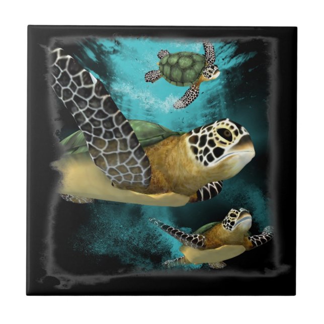 Sea Turtle Sea Life Conservation Tile (Front)