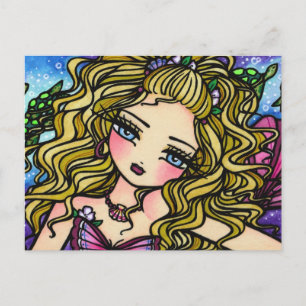 Sea Turtle Seashell Mermaid Girl Fantasy Postcard