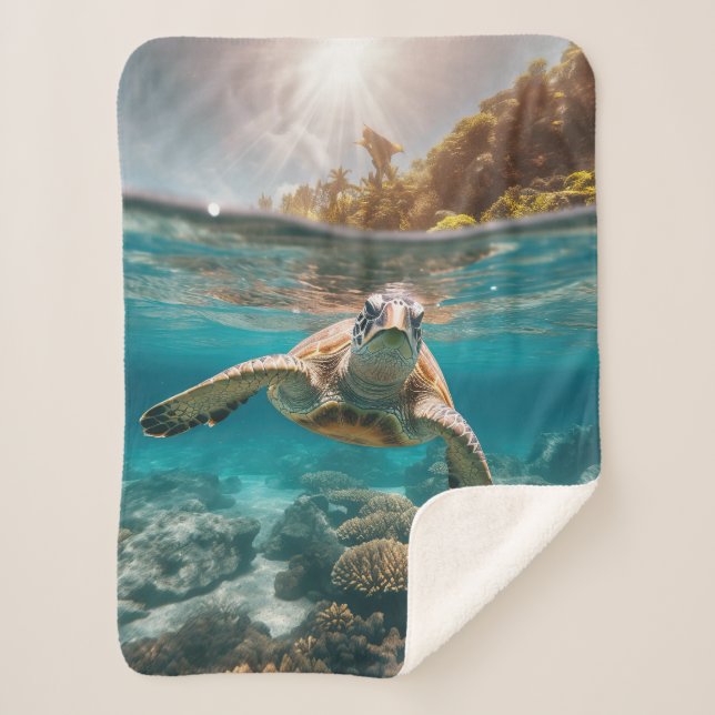 Sea Turtle Series Sherpa Blanket (Front)
